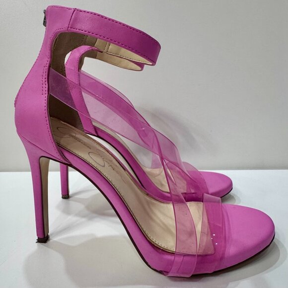 JESSICA SIMPSON - PINK TRANSLUCENT SANDALS - 8 - Picture 1 of 4